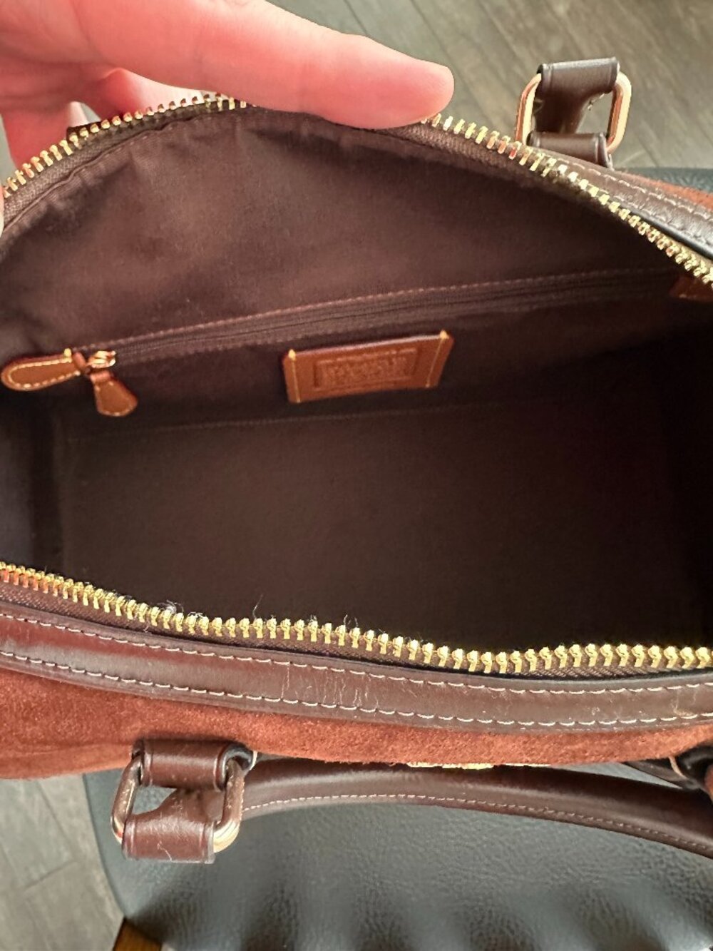 Coach Rowan Large Vintage Brown Suede Shoulder/Satchel Bag Style #F2522-CCC79 - Picture 6 of 8